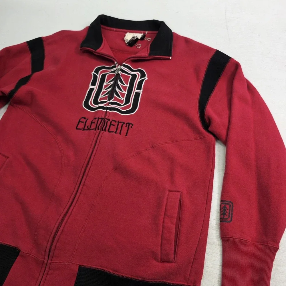 Vintage Element Jacket Red Embroidered‎ Spellout Skater Thumb Holes Men's XL VG